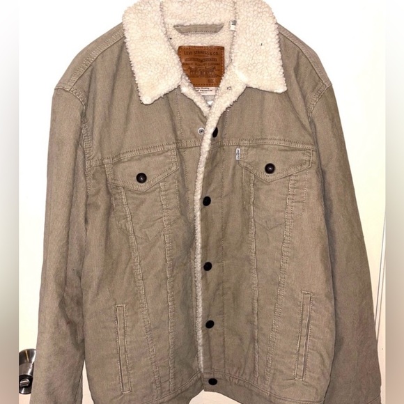 Levi's Other - Levi's Tan Corduroy Jacket, Fleece Lined with Sherpa Collar Size L